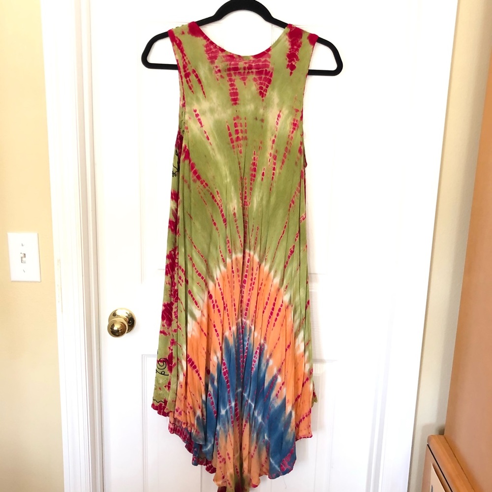 Tie Dye Embroidered Umbrella Dress OS - Picture 2 of 3